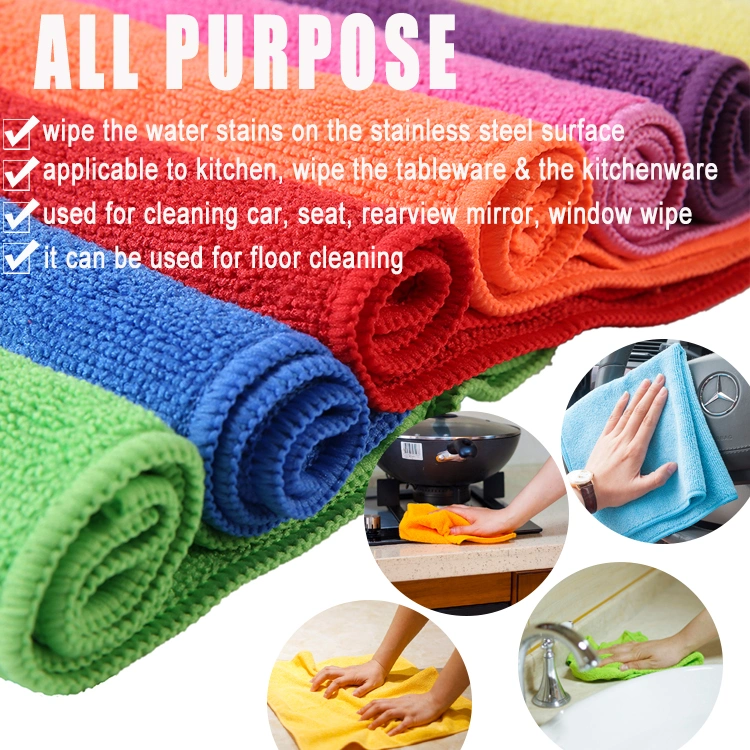 Custom Size Colorful Multi Function Absorbent Microfiber Warp Towel for Carcare Auto Detailing Washing Kitchen Cleaning Cloth All Purposes