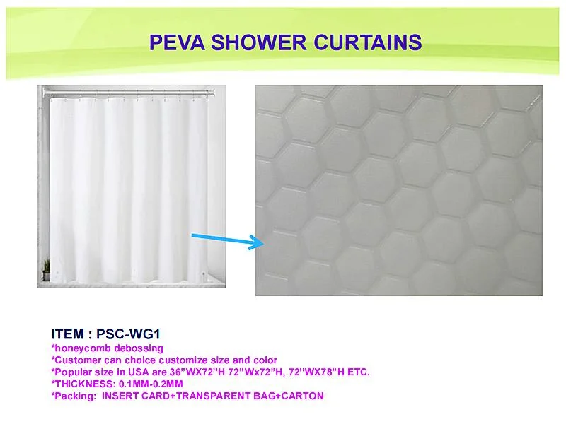 Premium Light Weight Clear Pink Plastic Bathroom Shower Curtain, 3D Custom Printed PVC PEVA Shower Curtain