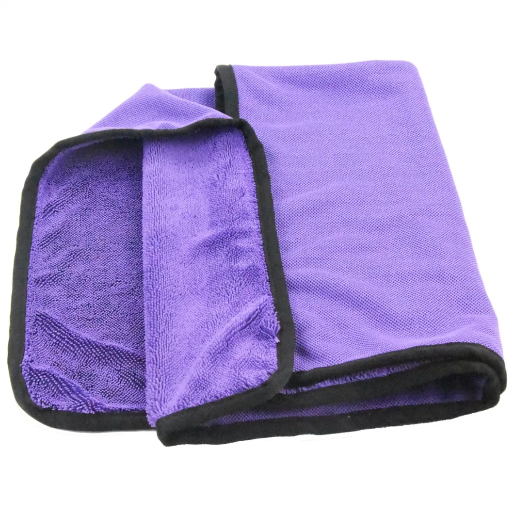 40X60cm Purple Twist Pile Car Cleaning High Performance Washable Microfiber Cloth