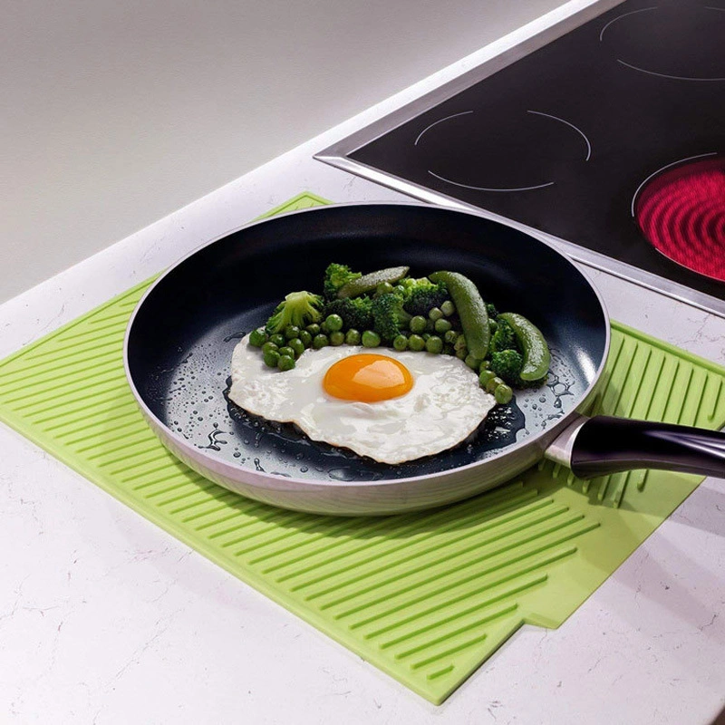 Silicone Dish Drying Mat Flume Folding Draining Mat, Rectangle Drain Mat Drying Dishes Pad Heat Resistant Non-Slip Tray Drain Mat Countertop Protection Esg11888