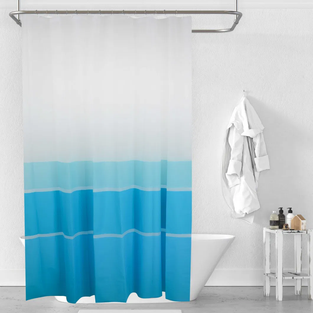 Customized Bathroom Plastic Shower Curtain with Three Color Stripe