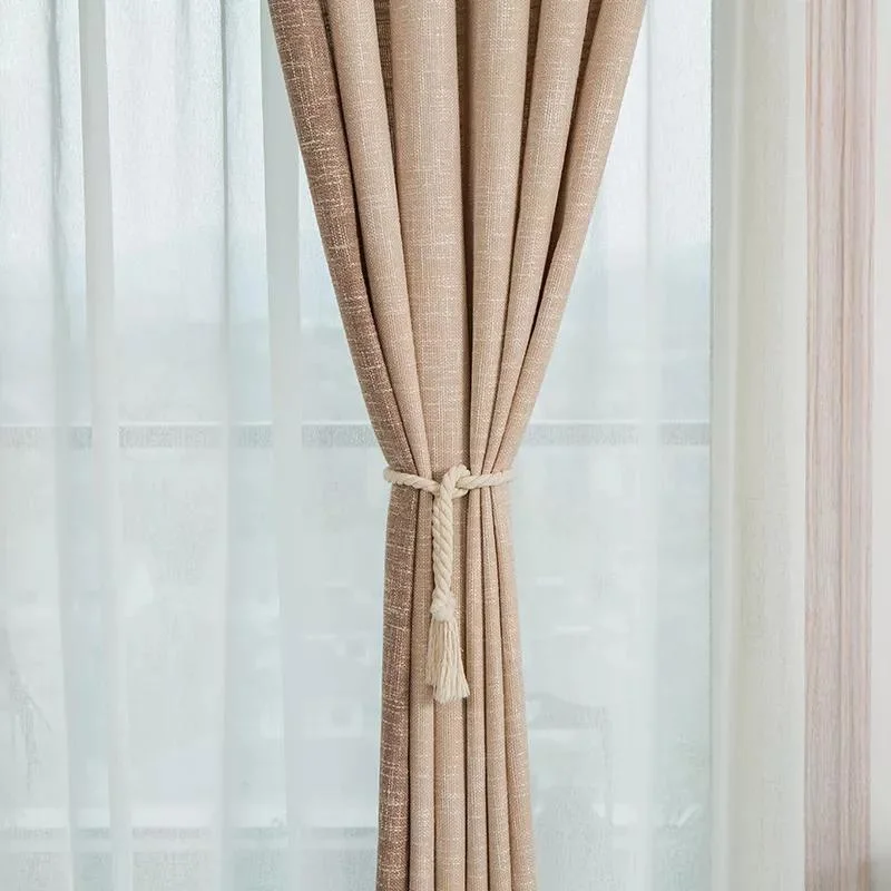 Cheap Price Hospital Cafe Decorative Curtain Shower Hotel Lobby Curtains Hemp Matte Fabric