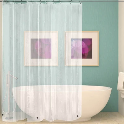Cortinas de chuveiro de impressão branca transparente de EVA à prova d'água PEVA Banheiro Cortina de banho de plástico